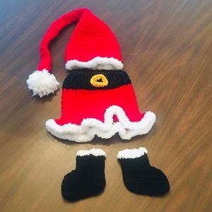 Girls Christmas Santa Knit Newborn Photography Set